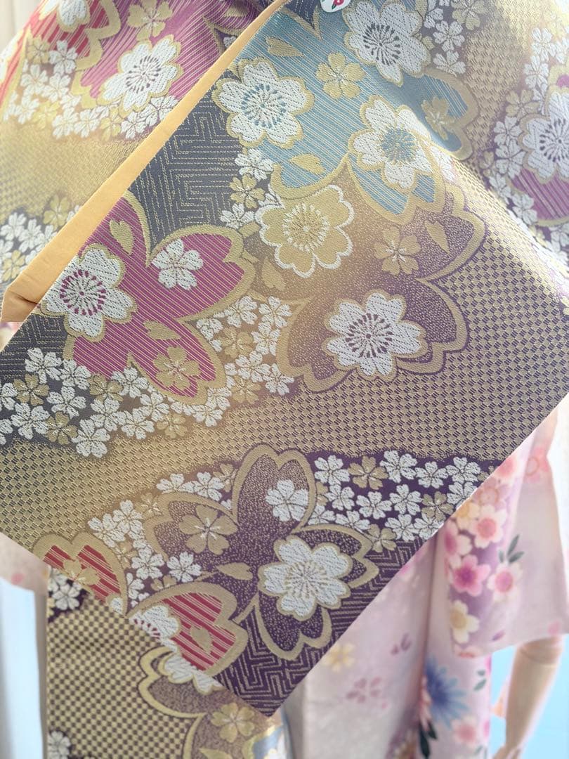 白地　ピンク柄　振袖フルセット