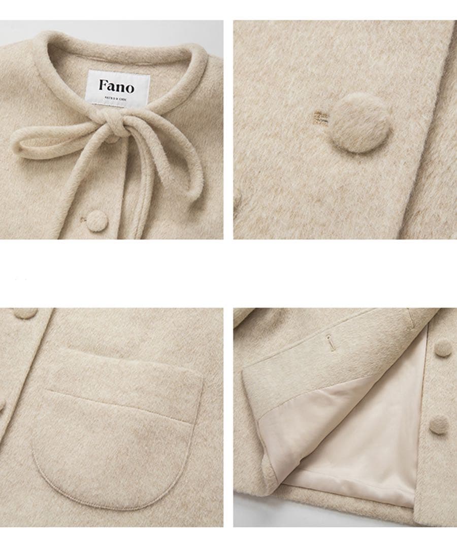 Fanostudios リボンタイ ショートウールコート FQ24W101 Ｓ