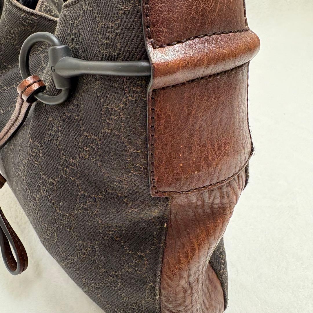 グッチ ワンショルダー ハンドバッグ GGキャンバス レザー ホースビット