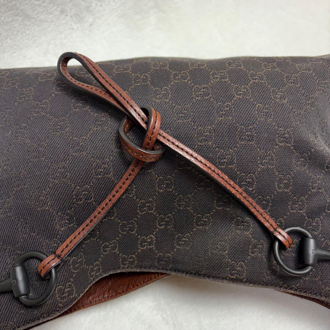 グッチ ワンショルダー ハンドバッグ GGキャンバス レザー ホースビット