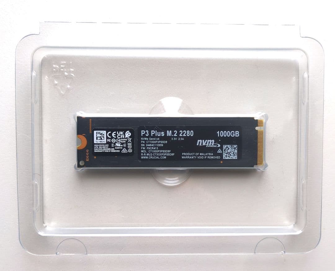 SSD NVMe 1TB Crucial P3 Plus 新品未開封