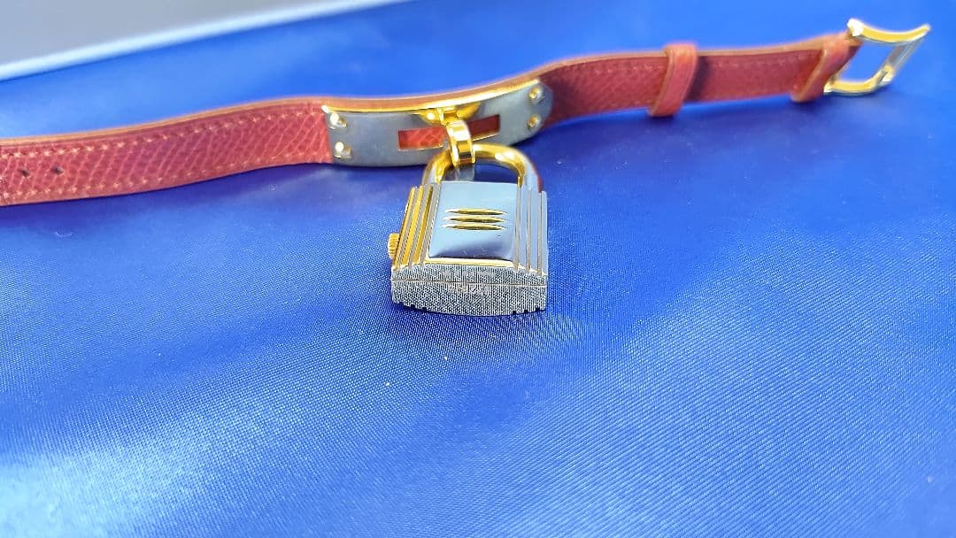 HERMES エルメス ケリーウォッチ ゴールド 赤レザーバンド 可動未確認