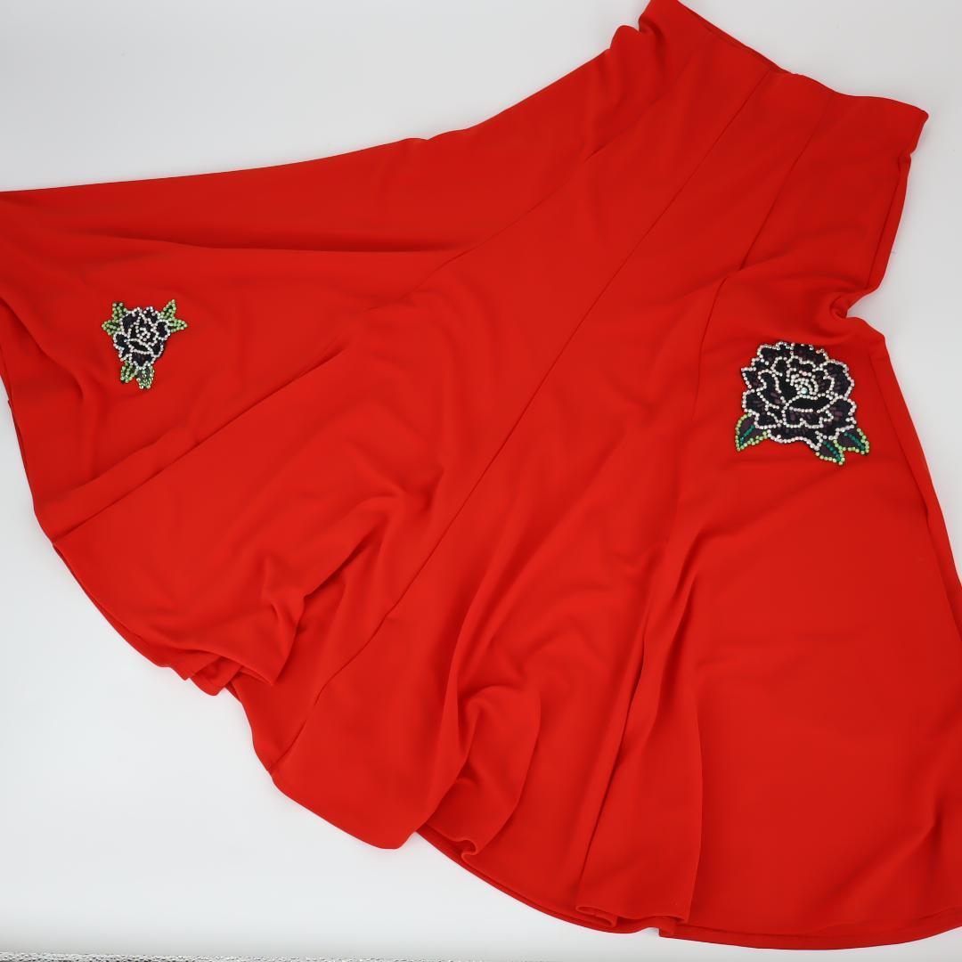 【美品社交ダンス衣装】豪華ラインストーン花装飾 サンヨシムラ ブラウス スカート