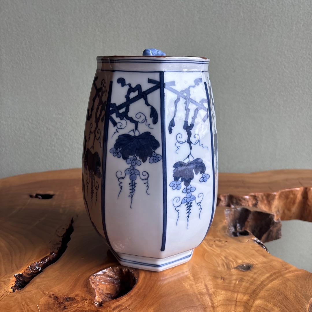 葡萄柵文 水指 祥堂作 平安 共箱 茶道具
