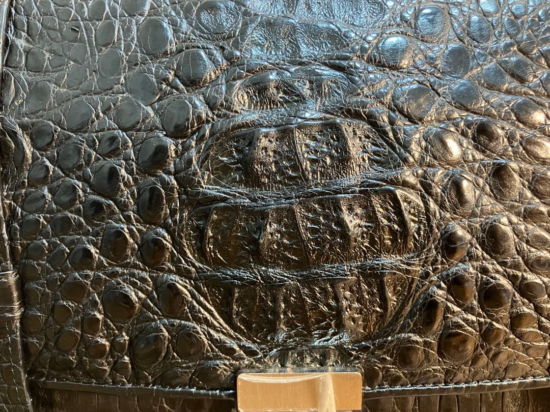 高級 カイマン 美品 ワイド 2way ビジネスバック マットタイプ 本革