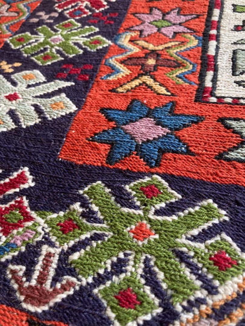 【在庫一掃セール】アゼルバイジャン キリム ウールシルク 199cm×133cm