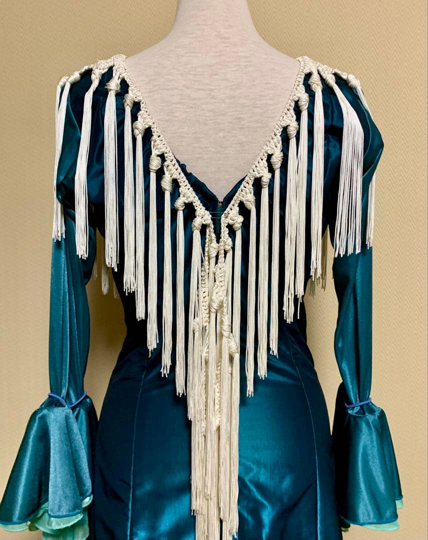 フラメンコ衣装　バタデコーラ ブルーグリーン✖️ターコイズブルー