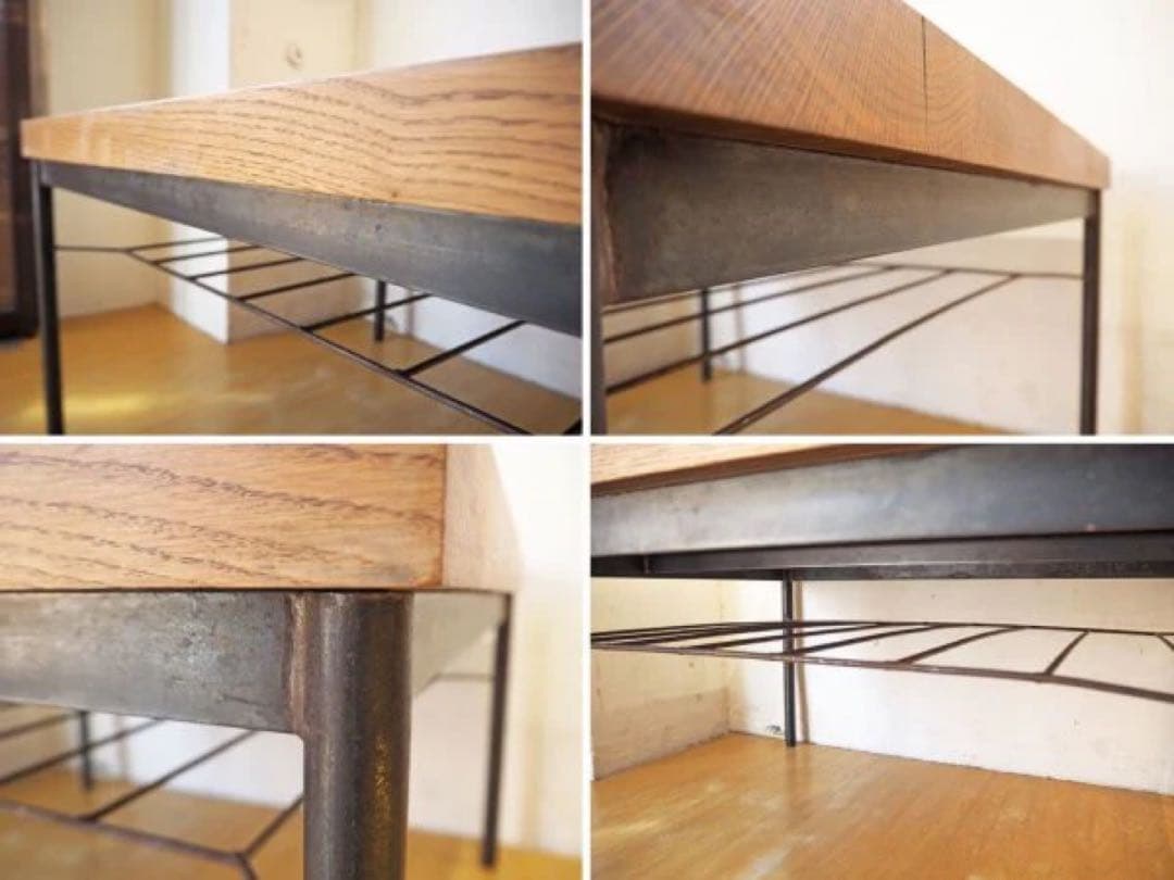 かしわもちはんTRUCKfurnitureオークアイアンレッグローテーブル