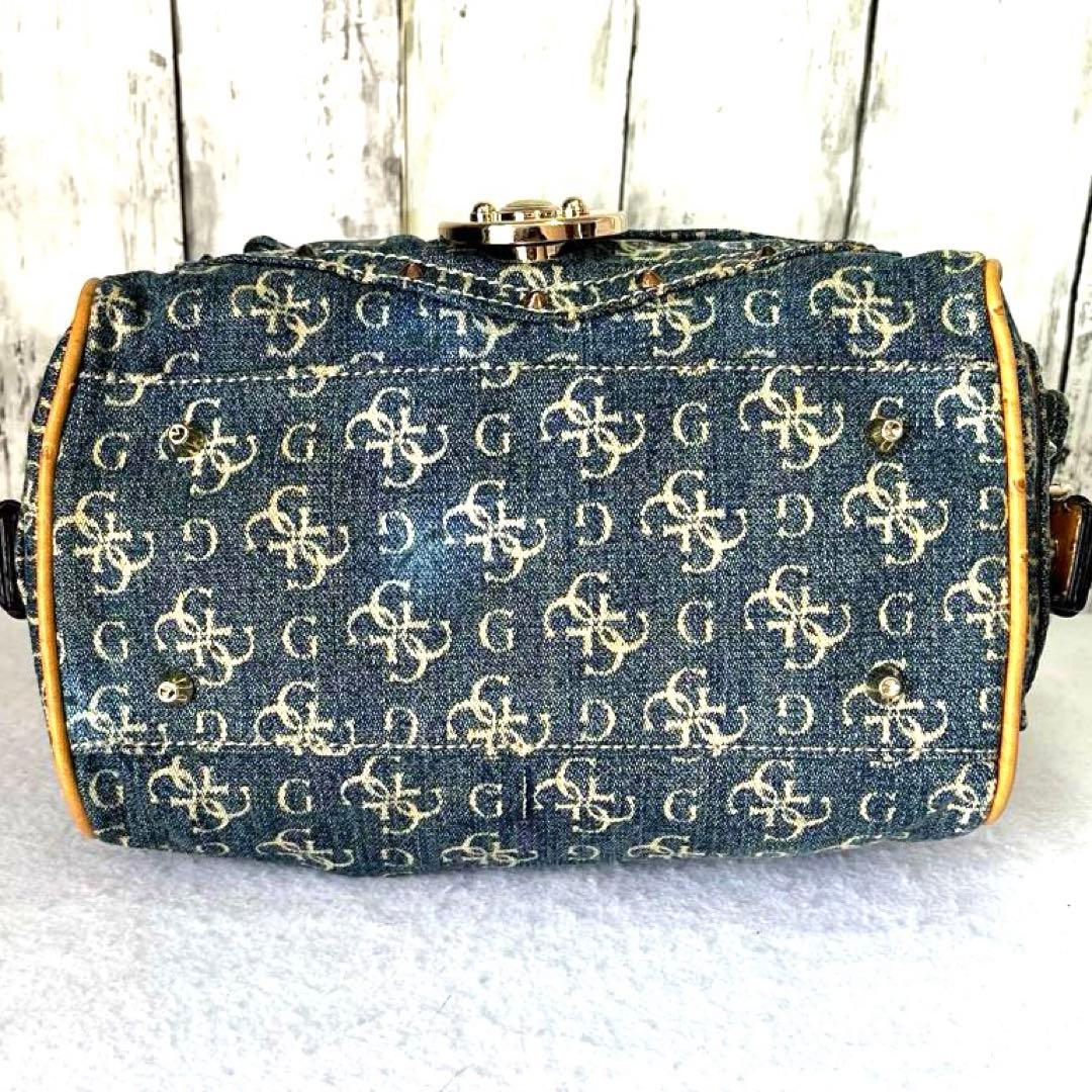 GUESS ゲス デニムハンドバッグ レザー ミニ ボストン コンビ レディース