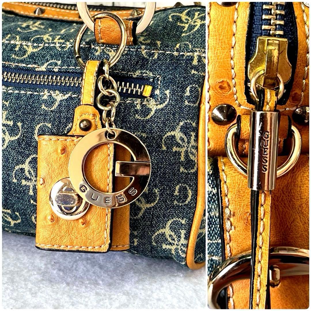 GUESS ゲス デニムハンドバッグ レザー ミニ ボストン コンビ レディース