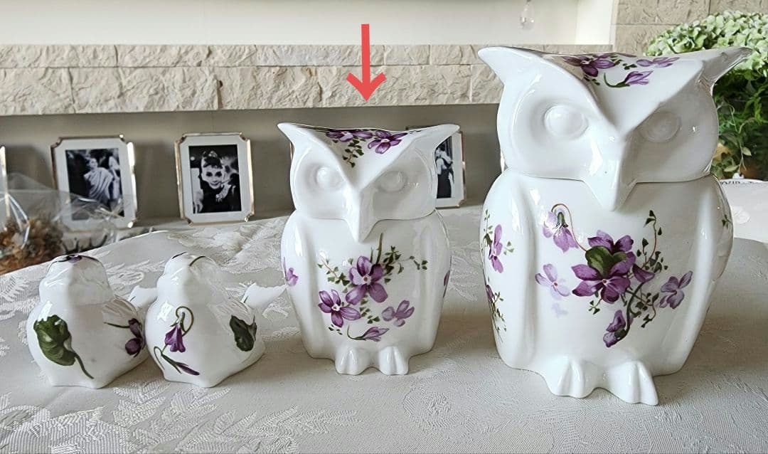 ハマースレイ ⑥ バイオレット フクロウ 爪楊枝入れ アンティーク