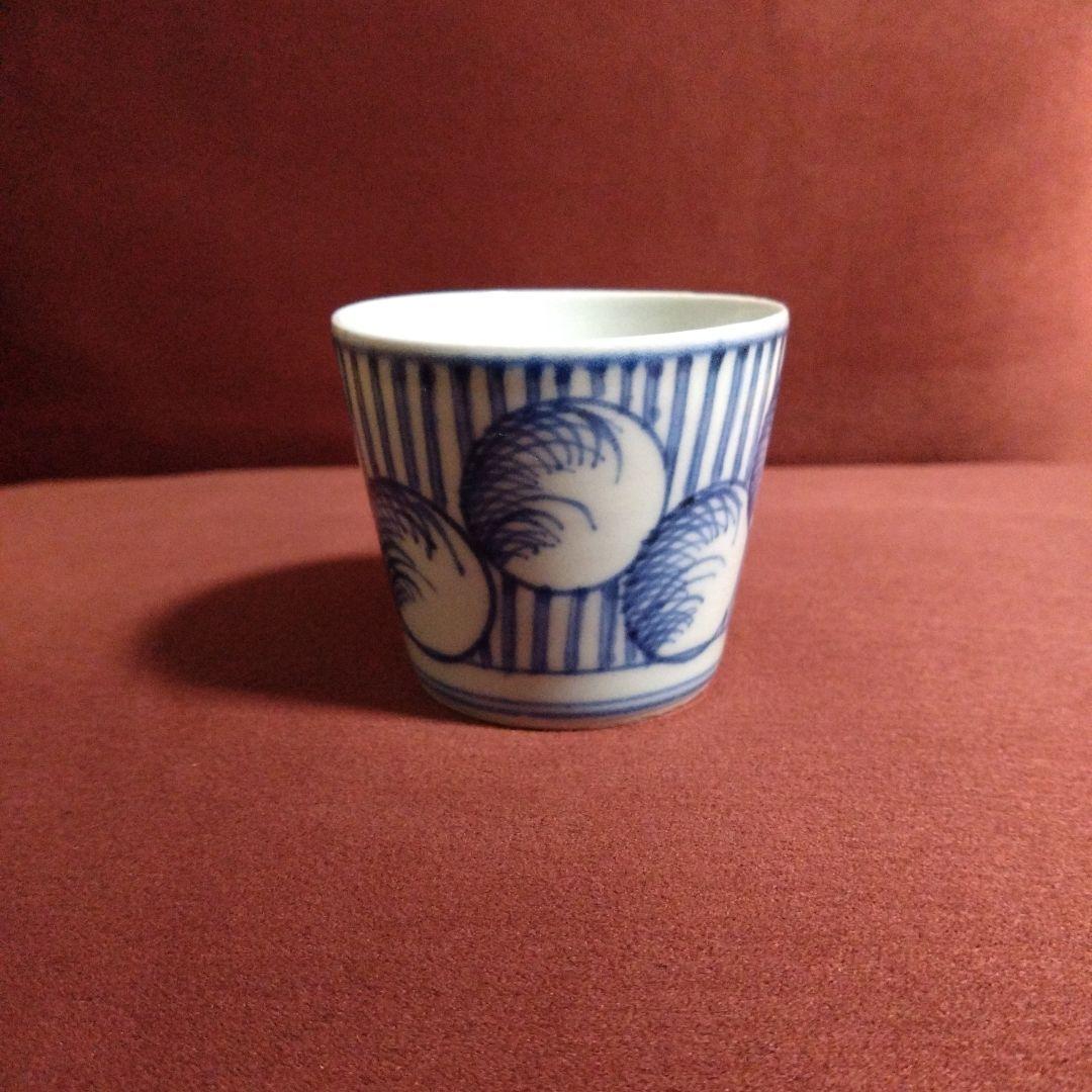 古伊万里 幾何 薄丸文 猪口 盃 杯 蕎麦猪口 十五夜