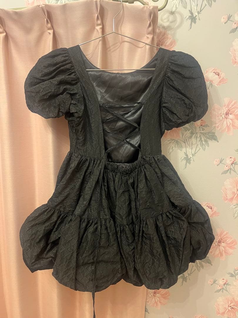 トリートユアセルフ ジャガード ミニワンピース ブラック