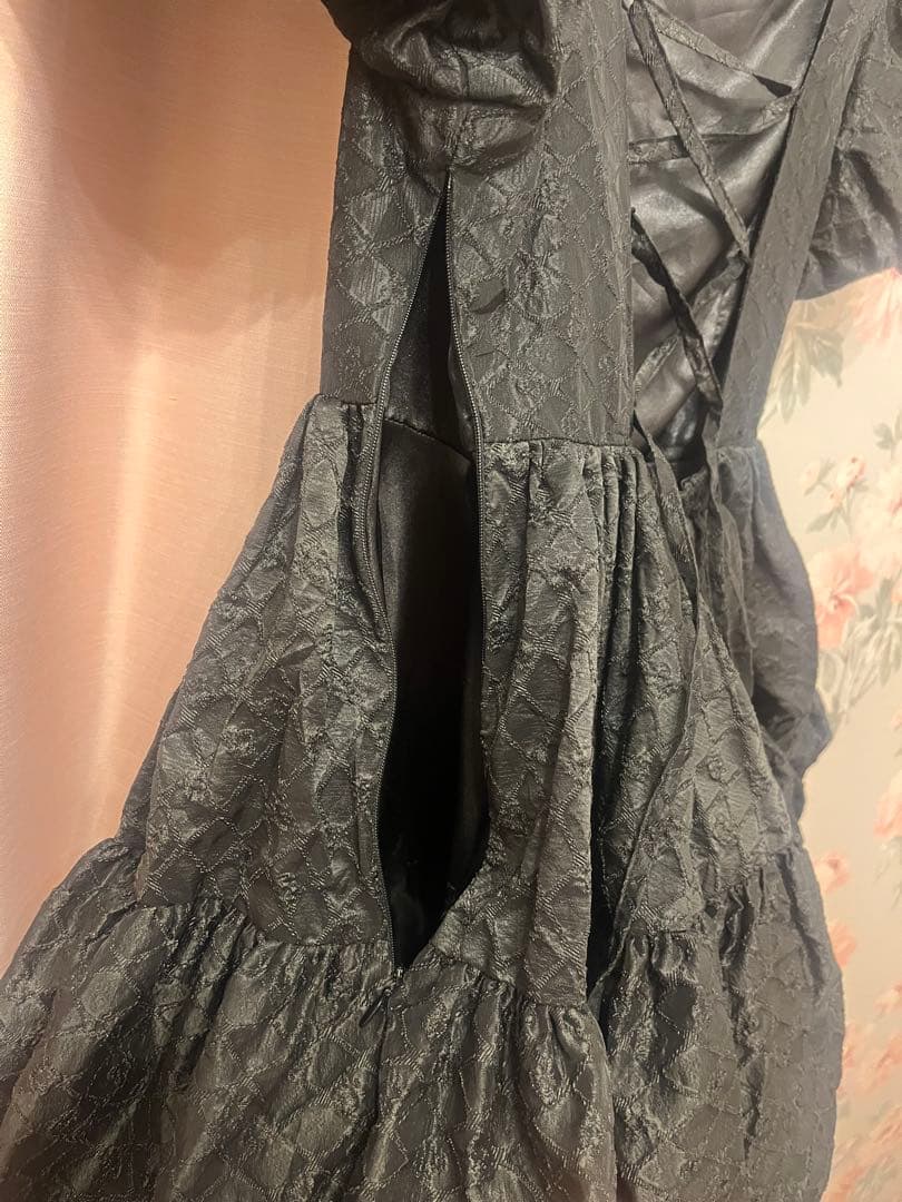 トリートユアセルフ ジャガード ミニワンピース ブラック