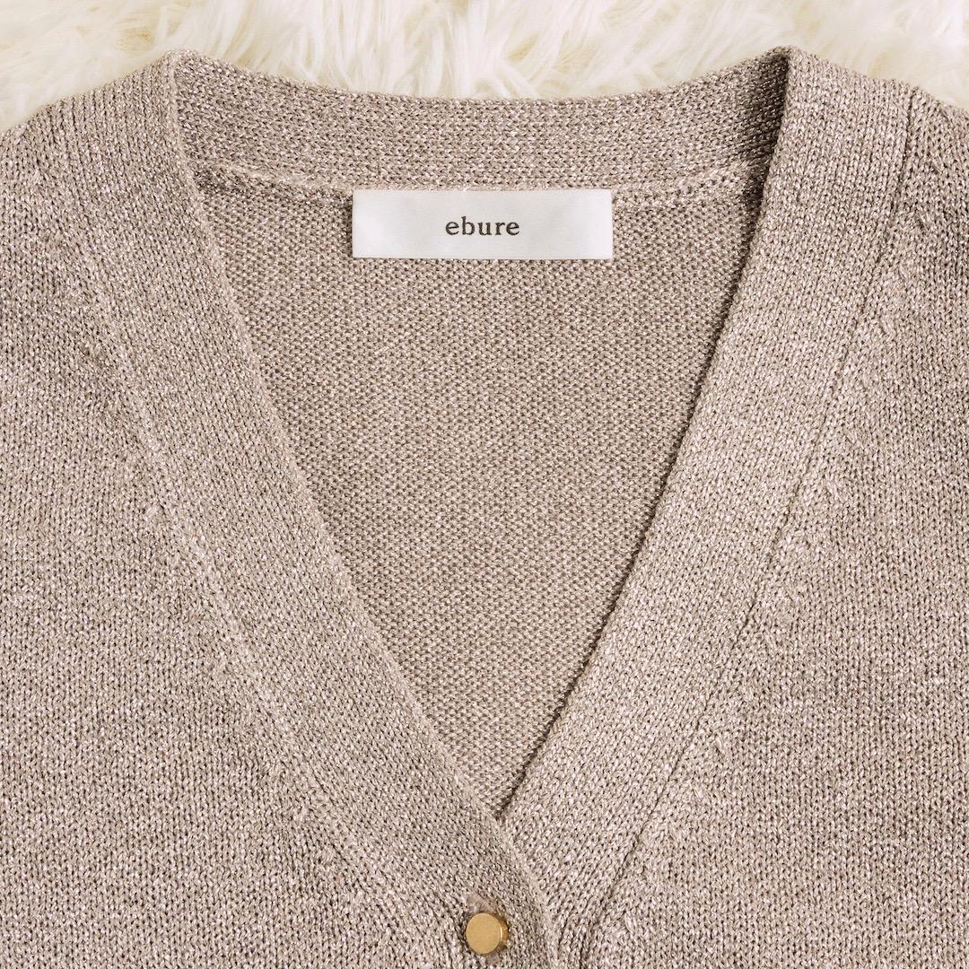 ebure エブール 25AW ブライトラメリリヤーン Vネック カーディガン
