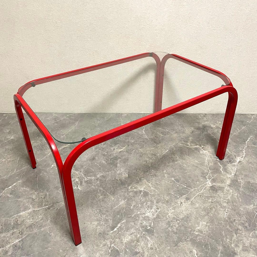 レトロ　80年代　ガラステーブル　 センターテーブル　アイアンフレーム