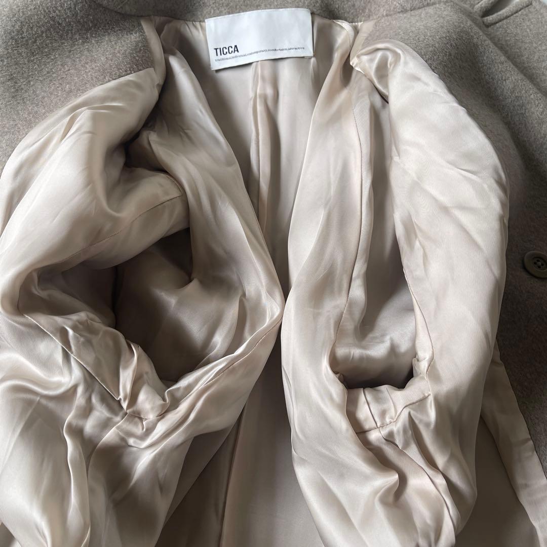 22AW ticca ティッカ ショートピーコート オーバーサイズ ベージュ F