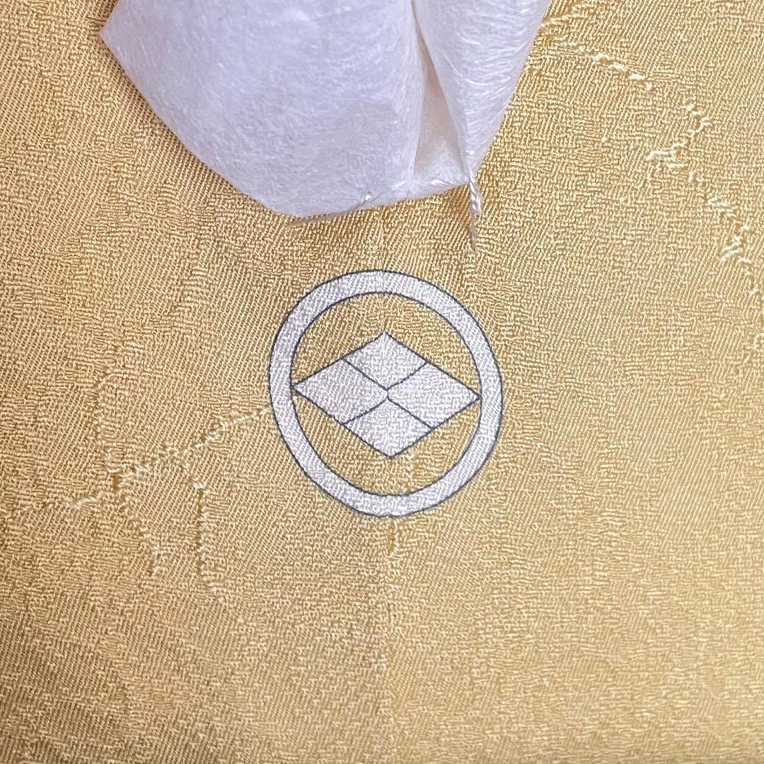 colon様リクエストしつけ付き 黄色色無地 正絹着物 長襦袢 雪輪帯セット