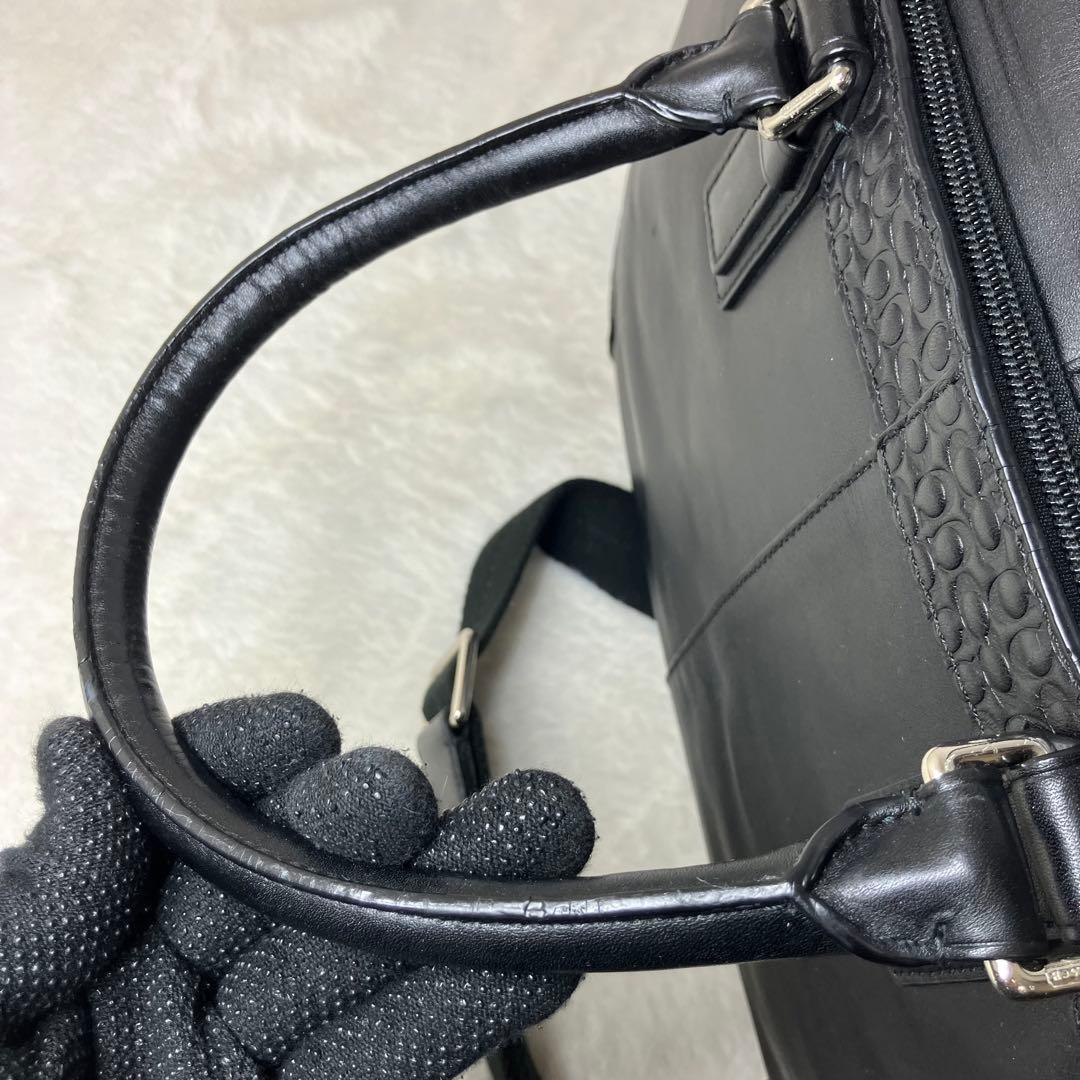 コーチ✨オールレザー 本革 エンボス A4 2way ビジネスバッグ 黒