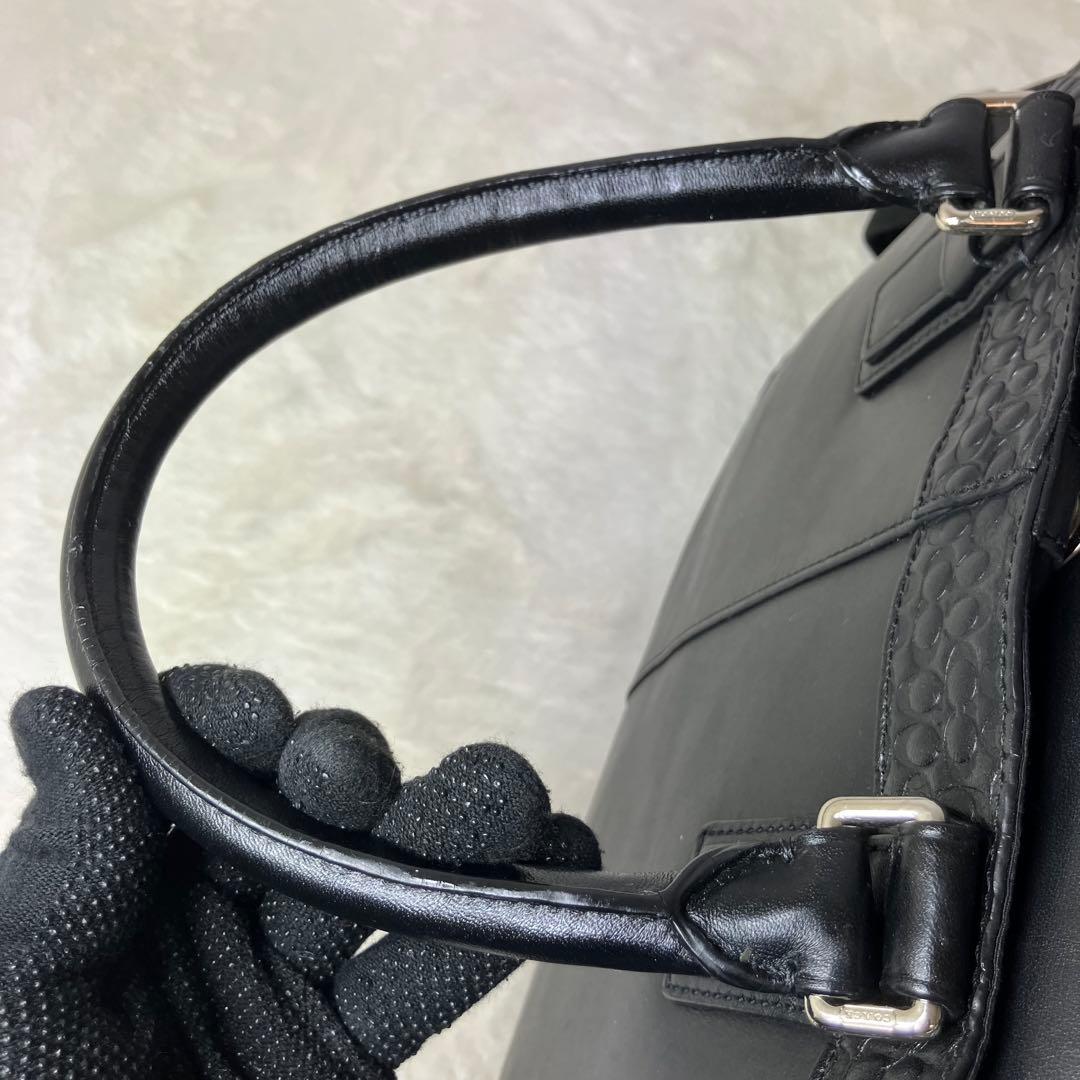 コーチ✨オールレザー 本革 エンボス A4 2way ビジネスバッグ 黒