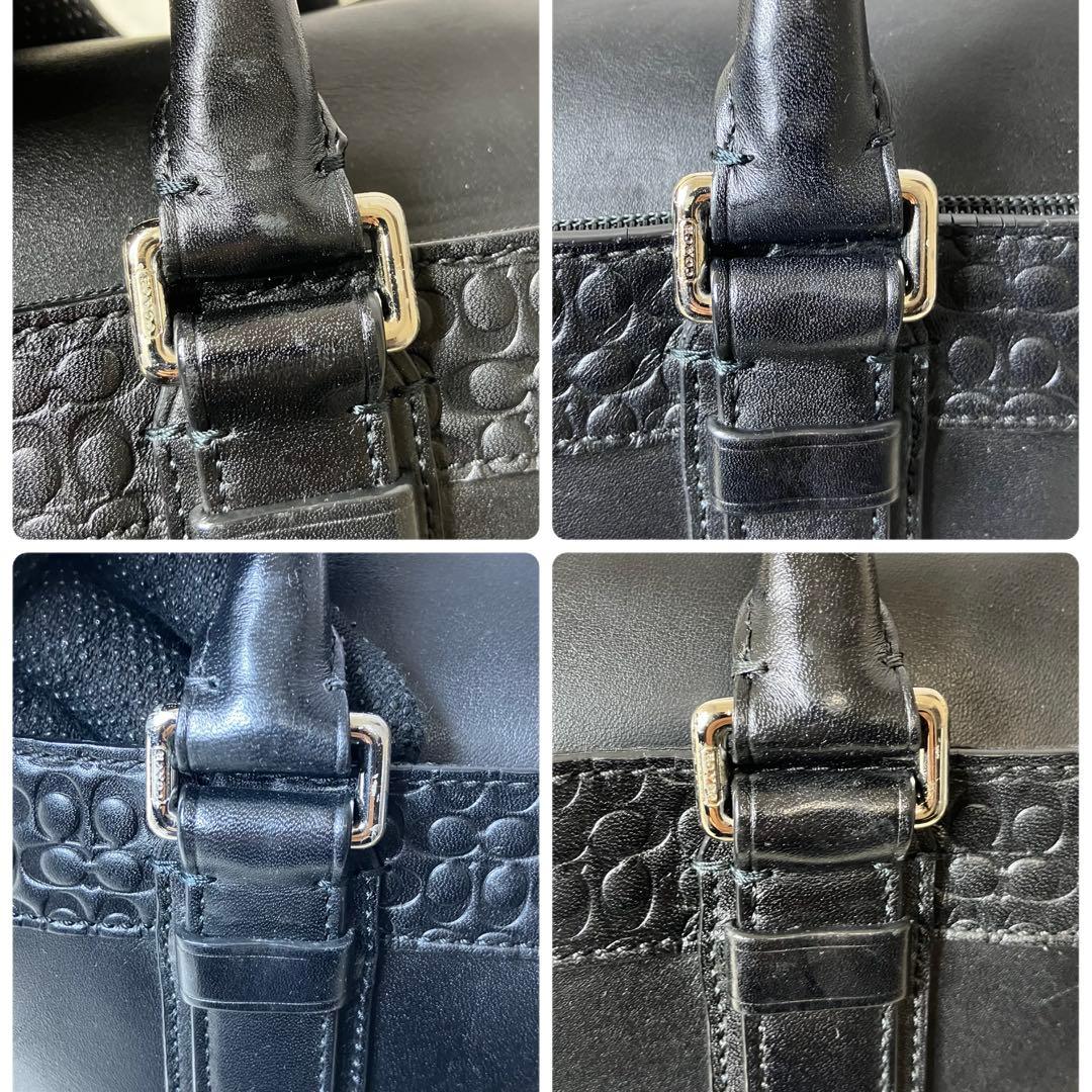 コーチ✨オールレザー 本革 エンボス A4 2way ビジネスバッグ 黒