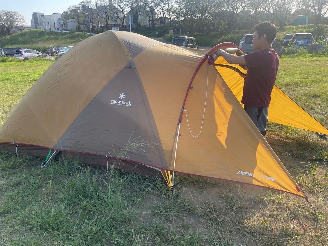  peak キャンプテント 赤/黄