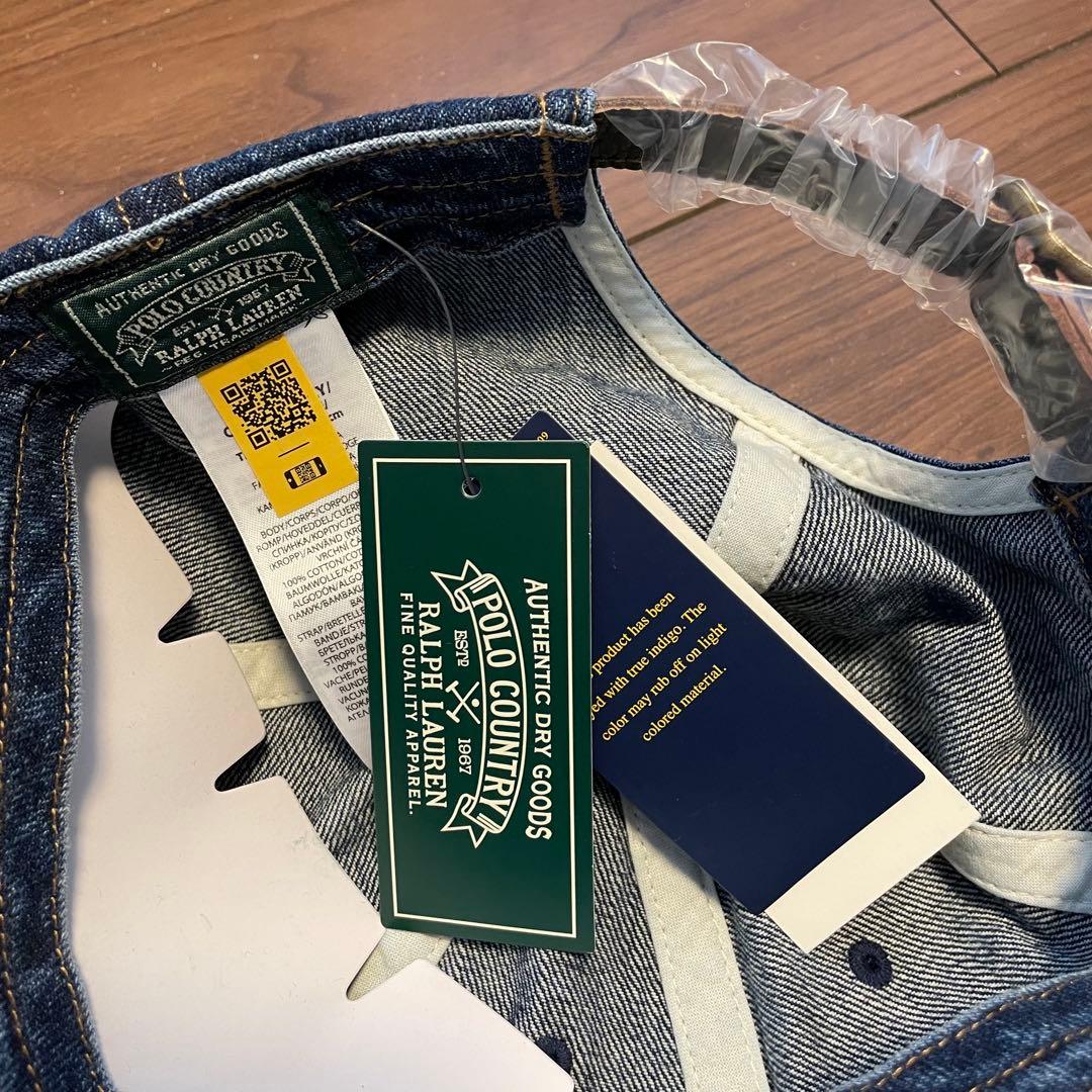 新品【ポロ カントリー】90年代復刻・刺繍デニムベースボールキャップ・本藍染め