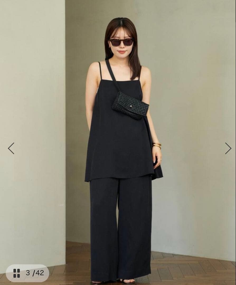 Plage fibril linen 混 キャミソール ブラック タグ付き