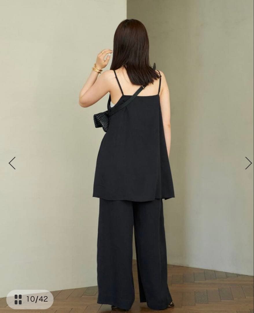 Plage fibril linen 混 キャミソール ブラック タグ付き