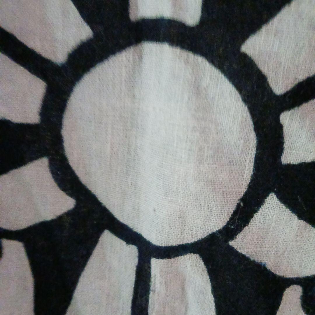 古布　夜着　綿　藍染　筒描き　家紋　鶴松　一枚