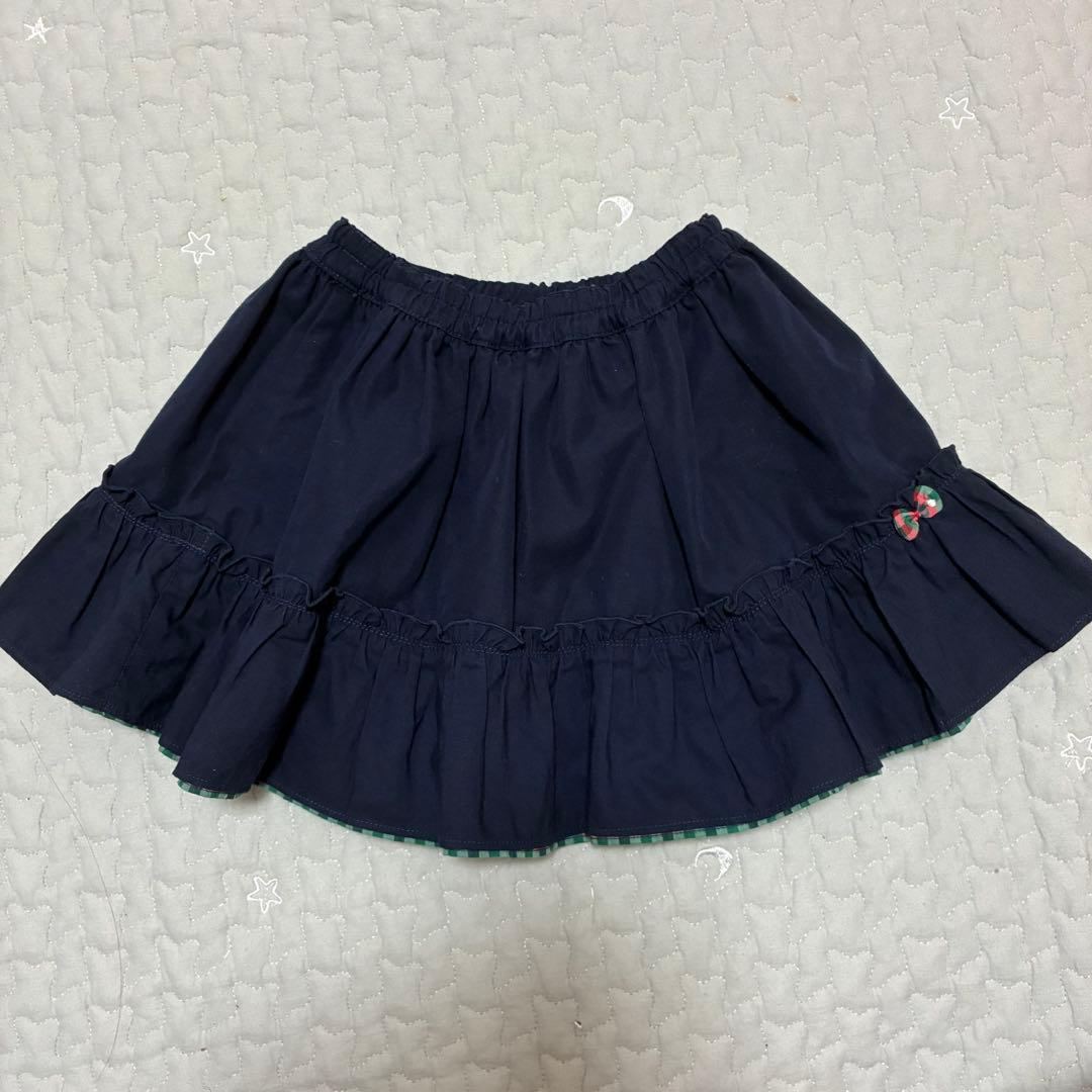 ファミリア　familiar リバーシブルスカート シャンブレー　チェック　90