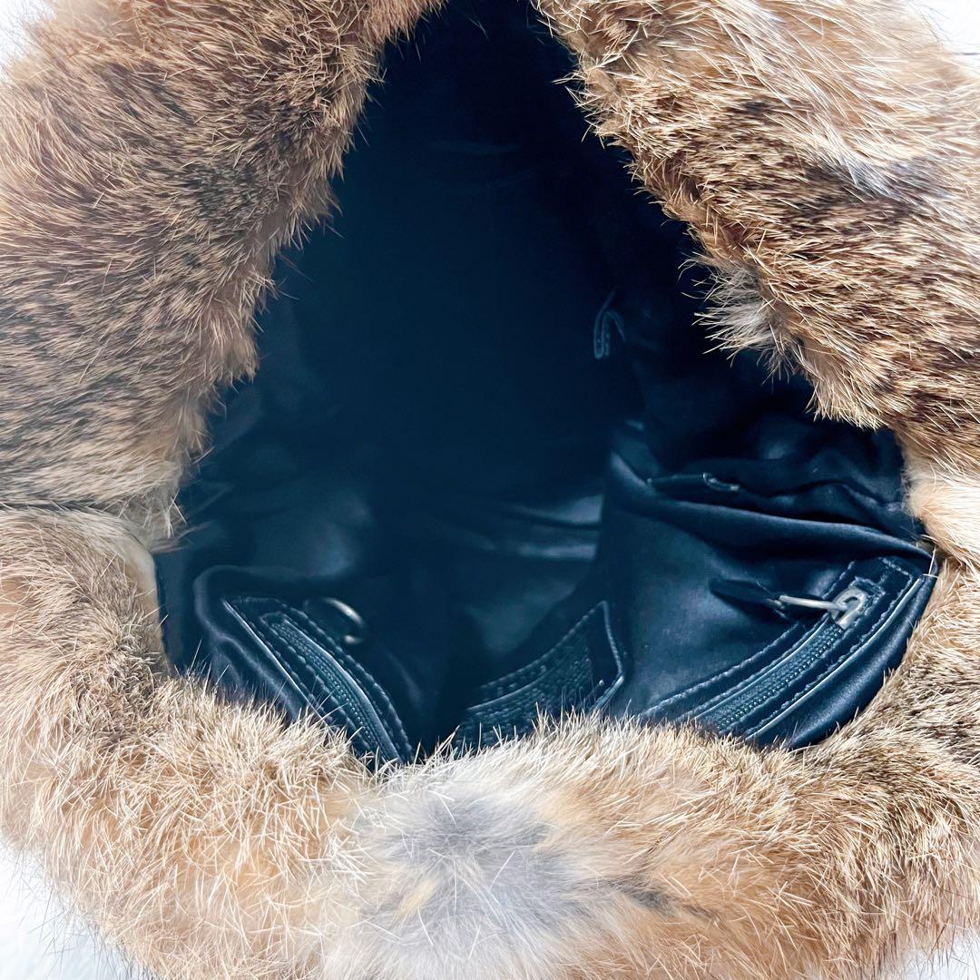 【ラビットファー】COACH レザー ハンドバッグ シグネチャー ナイロン 希少