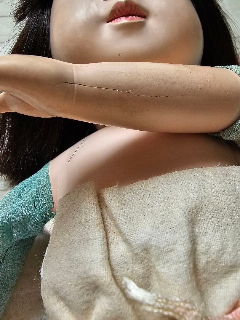 市松人形 赤色と白色の着物 光龍斎　瀧澤義豊　12号 傷や汚れあり