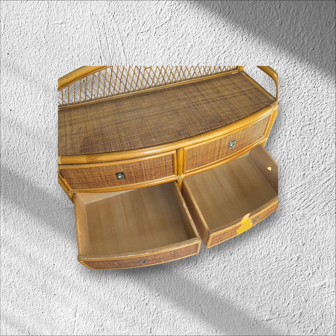 【美品】ラタン チェスト 6段 籐家具 収納棚 たんす 衣類収納アジアンコイズミ