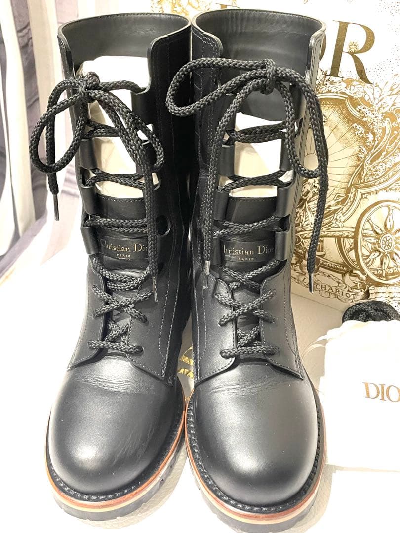 【値下げ ⭐︎ 美品】Dior ディオール黒 ブーツ36.5 D-QUEST