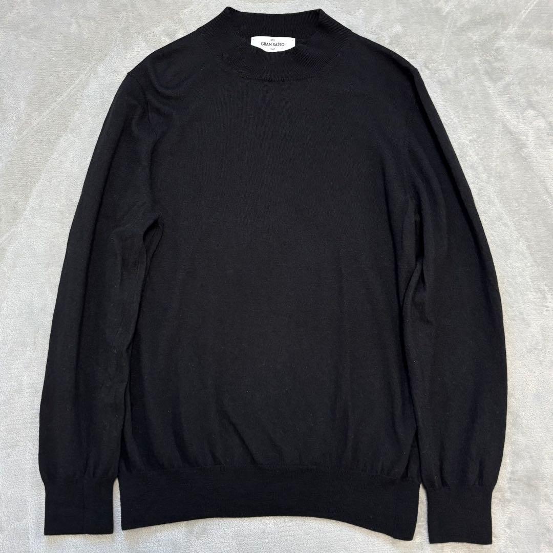 美品✨Gran Sasso モックネック 50 ニット セーター 黒 現行
