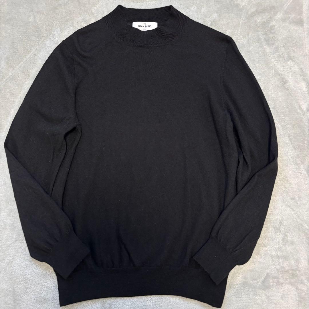 美品✨Gran Sasso モックネック 50 ニット セーター 黒 現行