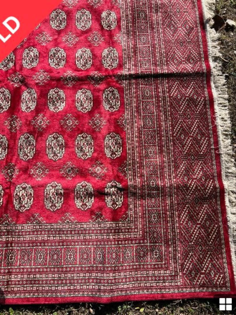 ラグ カーペット キリム 絨毯 ビンテージラグ 幾何学 赤茶 ベルギー製