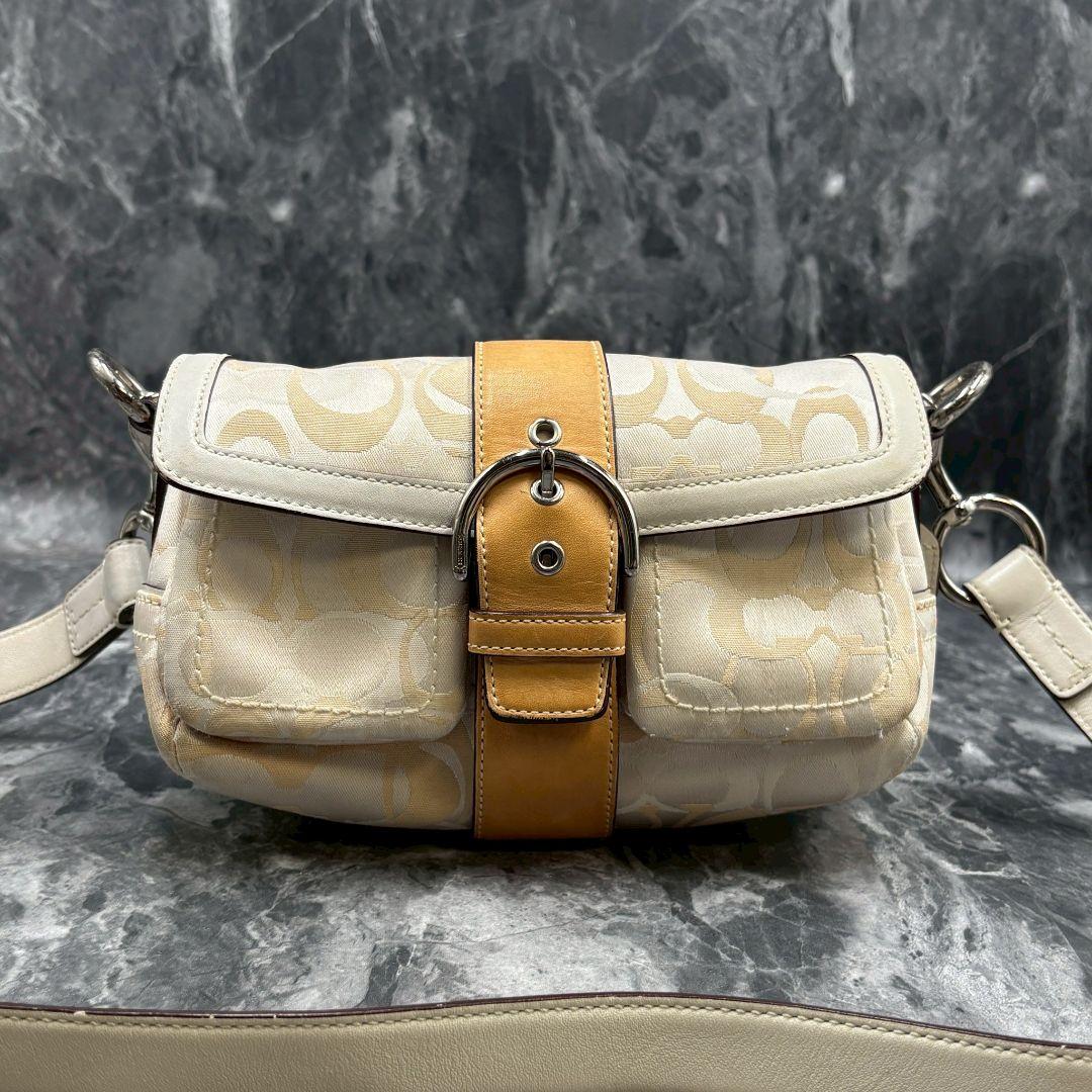 【希少品/美品】コーチ ソーホー イエロー ショルダーバッグ シグネチャー