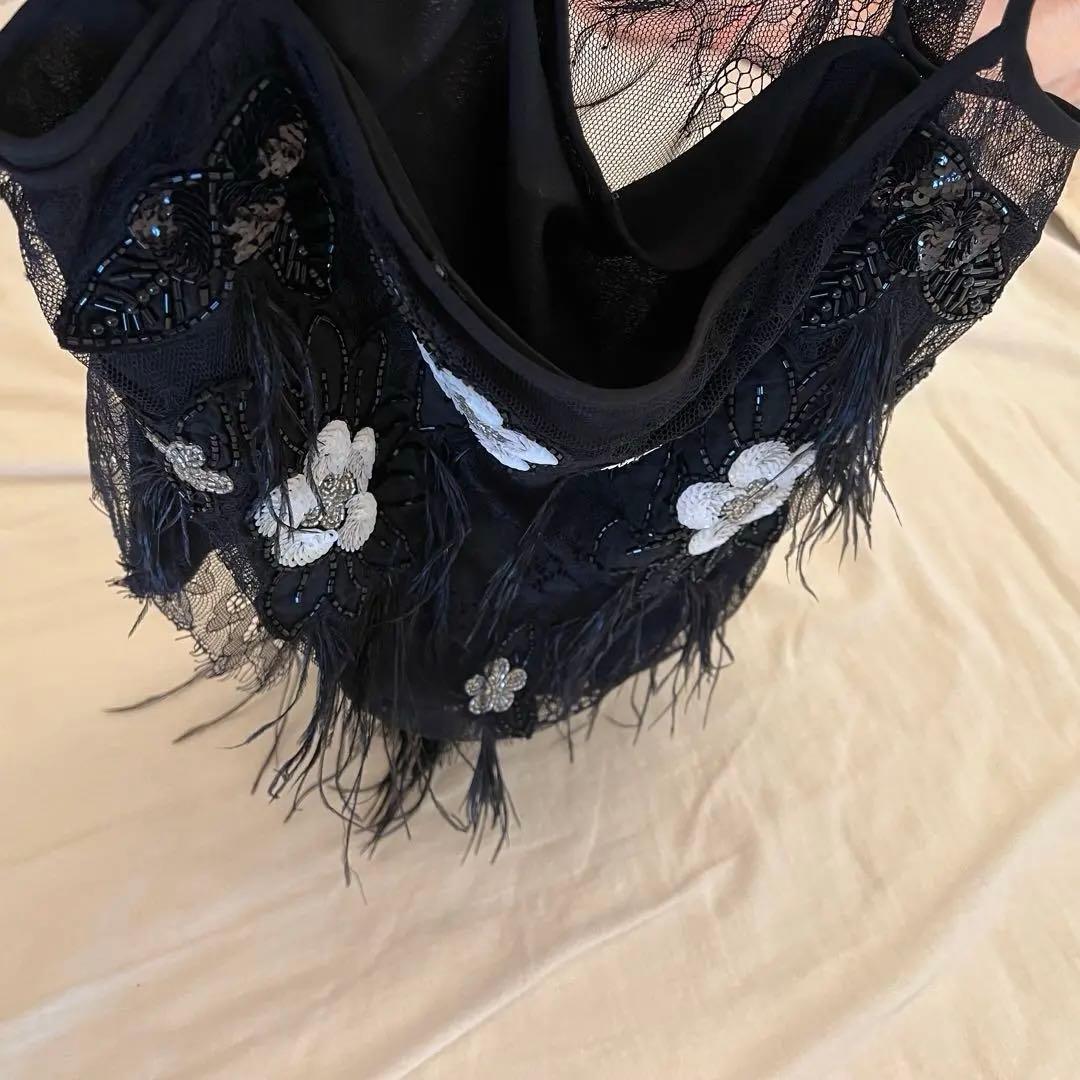 新品未使用sea ny 黒 花柄刺繍 フリンジキャミソール