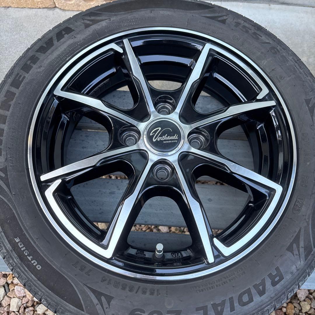 ホイールPW-S8 14x4.5、タイヤ155/65R14 MINERVA