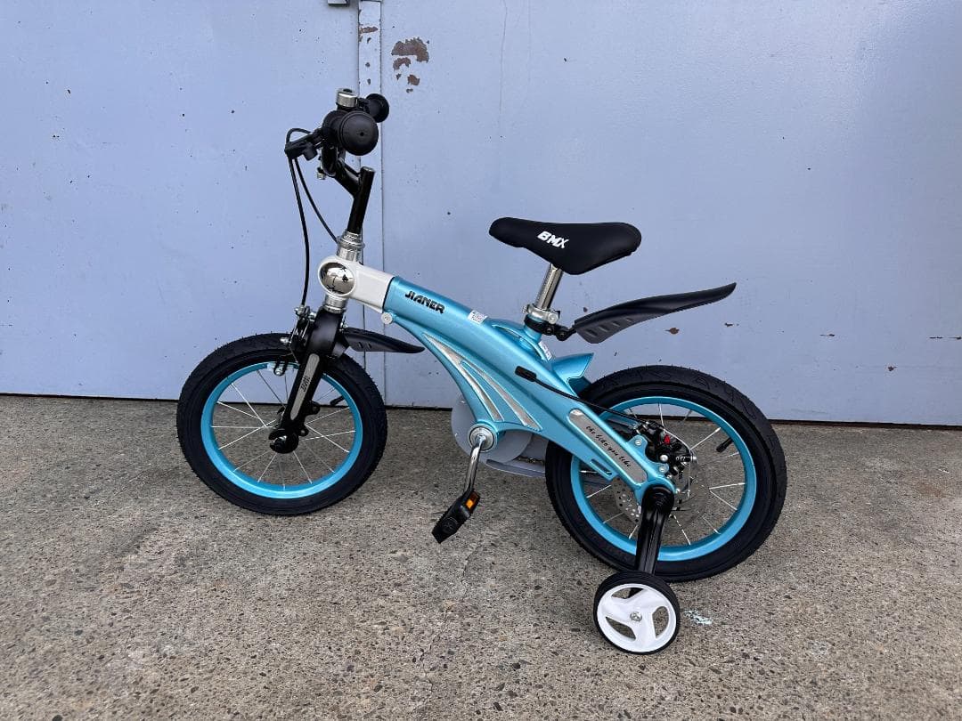 完全組み立て 子供用自転車 ブルー14インチ補助輪 ディスクブレーキ基本送料無料