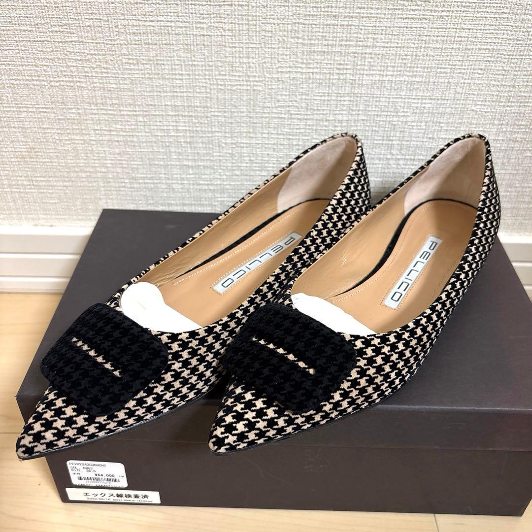 PELLICO フラットシューズ 35.5 千鳥格子柄