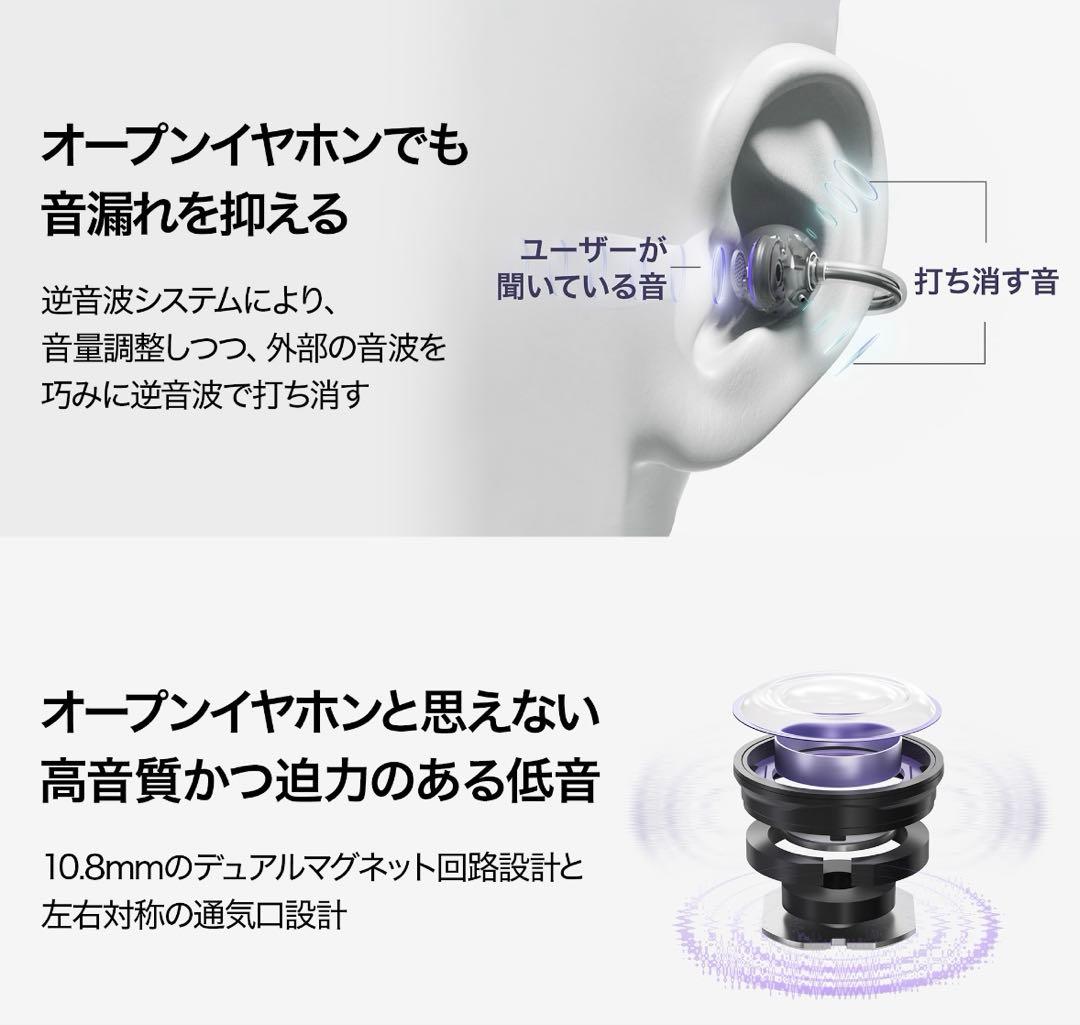 HUAWEI FreeClip ワイヤレスイヤホン ブラック