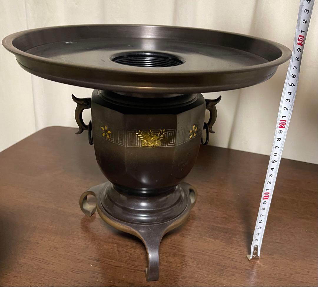 池坊　直径33cm　銅製　尺1　八角雷紋　薄端