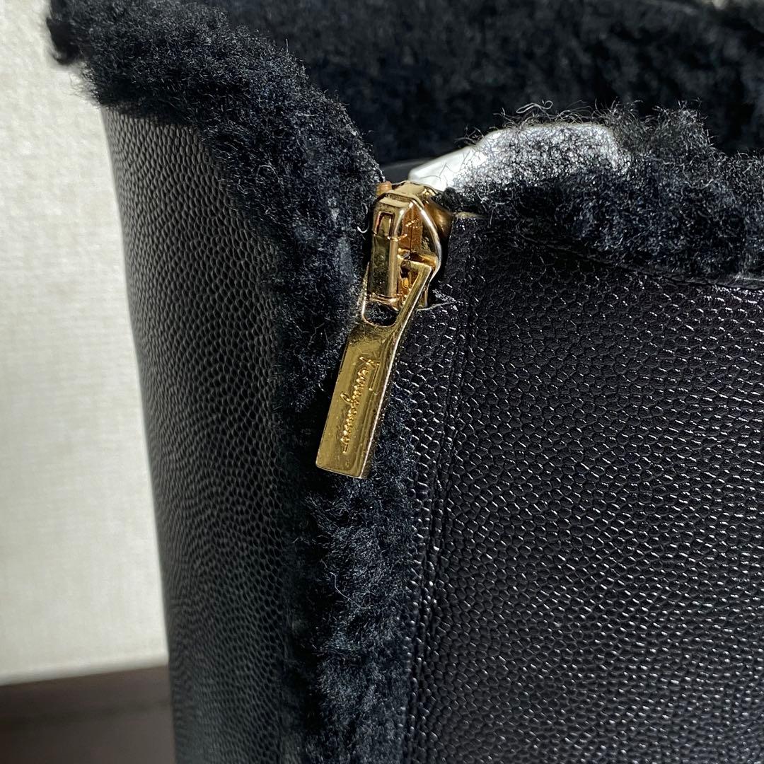 現行♡サルヴァトーレフェラガモ シボ革 ボア ムートンロングブーツ ガンチーニ