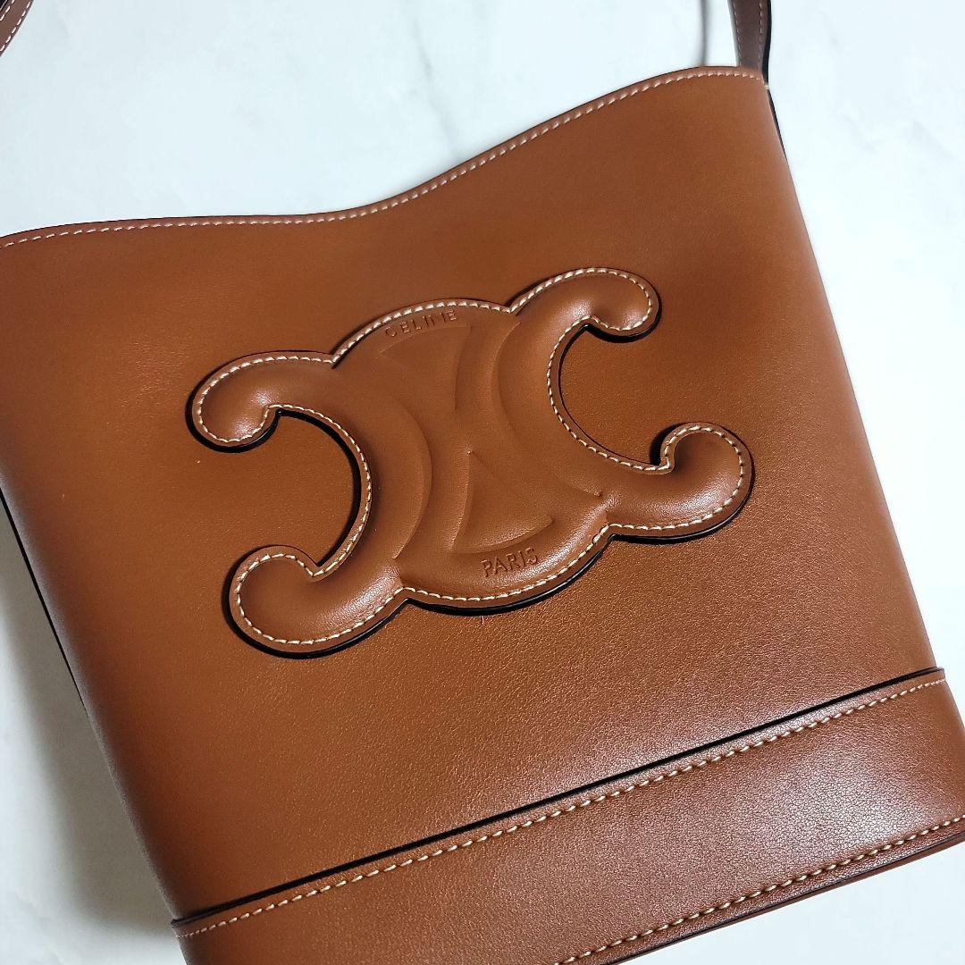 CELINE・ブラウンレザー・バケツ型・ショルダーバッグ