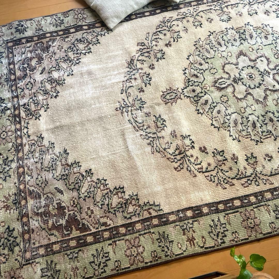 超大判144×269メダリオン　ベージュブラウン　トルコヴィンテージラグ