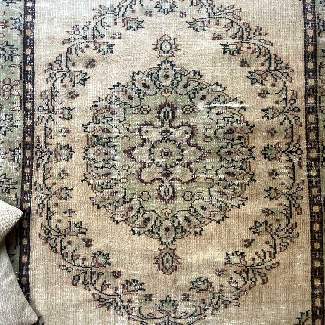 超大判144×269メダリオン　ベージュブラウン　トルコヴィンテージラグ