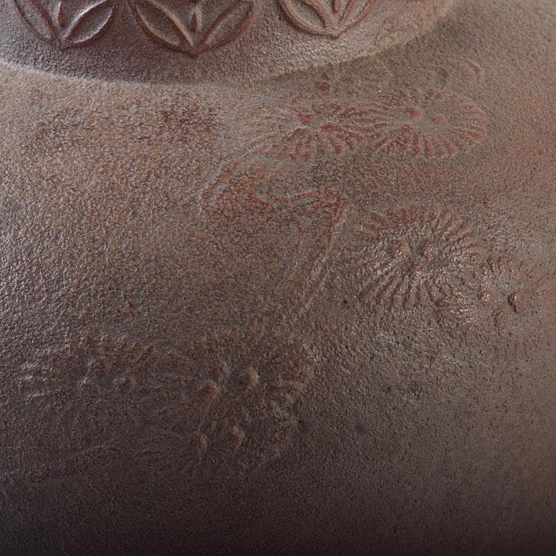 茶道具　人間国宝　釜師　高橋敬典作　唐松地紋　甑口窯　共布共箱　V　R8702B